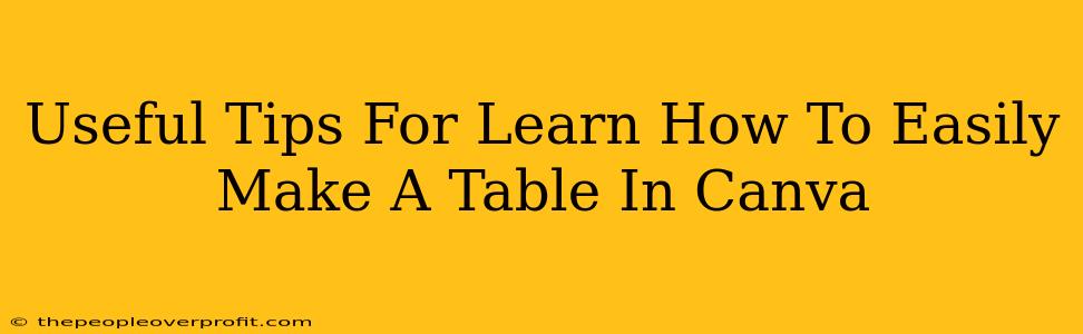 Useful Tips For Learn How To Easily Make A Table In Canva